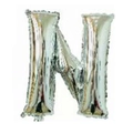 Single 16-inch silver foil balloon in alphabet letter N for wedding and party decor - Bright Silver N
