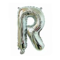 Single 16-inch silver foil balloon in capital letter R with metallic finish - Bright Silver R