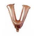 Rose gold letter V foil balloon for wedding party decorations with metallic shine - Rose Gold V