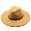 Detail of wool fedora hat with 9.5cm wide brim featuring leather band and metal studs - Adult 57-59cm / Camel