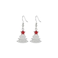 Christmas tree earrings with white oil drop finish and red star detail for women - Snow Tree