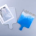 Macro-opname van rechthoekige hars tray mal met handvat en blauw oceaan effect - Grote vierkante handgreep siliconen vorm