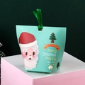 Green Christmas gift box with Santa motif and ribbon handle for holiday treats - S508-Green Santa Claus