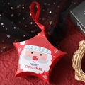 Star-shaped red Christmas candy box with Santa Claus motif and red ribbon handle - Star Pattern / S931 Red Santa Claus (Star Shape)
