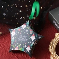 Star-shaped green Christmas gift box with Santa Claus patterns and green ribbon hanging - Star Pattern / S931 Dark Green Little Gift (Star Shape)