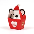 Red triangular Christmas candy gift box with festive Santa hat character and Merry Christmas print - Single Piece / Single Style / S681 Red Christmas Mouse