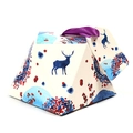 Triangle Christmas candy gift box with blue reindeer watercolor print and purple ribbon - Single Piece / S513 White Elk (No Tag)