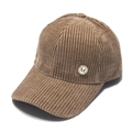 Brown corduroy baseball cap with M logo detail, autumn winter sun hat for women - 56-60cm Adjustable / Khaki
