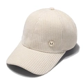 Beige corduroy baseball cap for women with gold M badge and minimalist stylish design - 56-60cm Adjustable / Beige