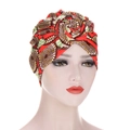 Turban ethnique avec imprimé cire africaine et nœud torsadé sur le devant de tête - M / Imprimé Cercle Rouge