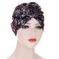 Turbat noir à motif paisley pour femme avec nœud rose élégant et design enveloppant - M / Motif Paisley Noir