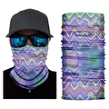Seamless thermal bandana featuring blue and yellow wave pattern for outdoor skiing - S280 Purple Wave