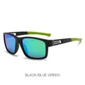 Sport-Radsonnenbrille mit schwarzem mattem Rahmen und blau-grünen Polgläsern - Schwarzer Rahmen Blau Grüne Linse