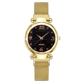 Damenquarzuhr mit goldener Milanaise-Armband und Sternenhimmel-Zifferblatt mit Ziffern - Gold