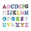 Set of 26 colorful rhinestone A-Z alphabet beads for DIY jewelry and phone chains - Painted Half Rhinestone Style / A-Z Full Set / Multicolor