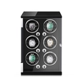 6-slot automatic watch winder in black carbon fiber finish with glass display window - 6 Slots / Black Lacquer & Carbon Fiber Interior