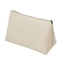 Neceser de cuero crema con textura de lichi y cremallera plateada de alta calidad - Blanco Roto