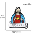 Cartoon-Anstecknadel aus Emaille mit religiöser Figur und Fuck-Off-Schriftzug - Jesus Figur-FUCK OFF
