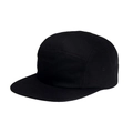 Classic black cotton 5-panel camper cap with flat brim and side metal eyelets - Black