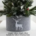 Jupe de sapin de Noël en feutre gris avec motif renne blanc, 120cm de long pour décor - Convient Pour Sapin De 120cm (120x20cm)