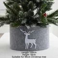 Cache-pied de sapin de Noël en feutre gris avec motif renne blanc pour sapins de 90cm - Convient Pour Sapin De 90cm (100x18cm)