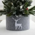 Gray felt Christmas tree collar with white reindeer silhouette, size 160x30cm for 180cm trees - Fits 180cm Tree (160x30cm)
