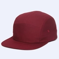 Close-up detail of burgundy 5-panel cotton flat brim hat with side ventilation eyelets - Burgundy