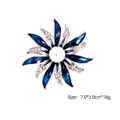 Royal blue enamel flower brooch with white pearl and rhinestones, size 7.0x3.0cm - Blue Enamel Rhinestone Floral (YNCP01001 Blue)