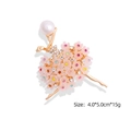 Elegant ballerina dancer brooch with colorful crystals and white pearl head in gold finish - Elegant Ballet Dancer (YNCP266)