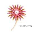 Elegant gold flower brooch with pink rhinestones, white pearl center and curved stem - Sunflower with Full Rhinestones and Pearl (YNCP2374)