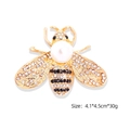 Gold bee brooch featuring sparkling rhinestones and a large white pearl center - Large Golden Artificial Pearl Bee (YNCP0323 Gold White Artificial Pearl)