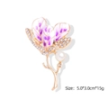 Golden magnolia flower brooch with purple enamel gradients and white pearls, size 5x3cm - Purple & White Gradient Magnolia (YNCP1656 Purple)