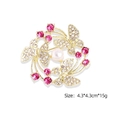 Golden flower butterfly brooch with white pearl and rose red rhinestones, 4.3x4.3cm size - Gold Butterflies and Pearl Group (YNCP01993)