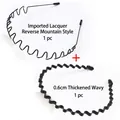 Set cerchietti per capelli uomo in metallo nero per acconciature e sportivo - Motivo A Onde Da 06 Cm Di Alta Qualità + Vernice Importata Stile Montagna Invertita.