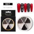 Mixed nail art rhinestones and micro beads in 6-grid wheel display with black box - Mixed Pixie Microbeads Wheel (007)