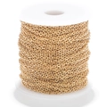 Chaîne à maillons en acier inoxydable doré en rouleau pour création de bijoux DIY - 0,4 mm Diamètre 1,5 mm de Large / Doré