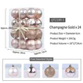 Set de 24 bolas de Navidad de 6 cm en oro champán con diversas texturas y acabados - Juego de 24 / Champán