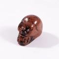 Polished 1 inch skull carving in red-brown natural stone with black spots finish - Mahogany Obsidian