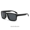 Classic sport polarized sunglasses with black frame, grey lenses and silver rivets - Black Frame Black Grey Lens