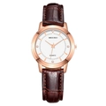 Women's quartz watch with rose gold case, white dial and brown leather strap - Women's Style (Small Dial) / Brown Strap - Women's