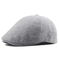 Classic dark grey wool felt flat cap with a vintage British newsboy style for autumn - 58cm / Light Gray