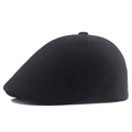 Classic black wool newsboy cap for women and men featuring a retro flat top design - 58cm / Black