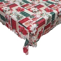 Nappe de Noël nordique avec poinsettia rouge et motif de baies de houx à carreaux - Style A