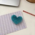 Grazioso fermaglio per capelli a cuore in peluche blu lago con consistenza morbida - Verde Lago