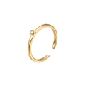 Bague ouverte ajustable plaquée or minimaliste avec une pierre en zircone ronde - Ouvert Réglable / Doré