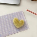 Cute candy-colored yellow plush heart hair clip with soft faux fur texture for girls - Yellow