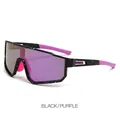 Outdoor sports sunglasses with black speckled frame and purple one-piece lenses - Black Frame Purple Lens
