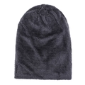 Berretto invernale in maglia grigio scuro spesso con pelliccia sintetica e fodera termica - Taglia unica / Grigio