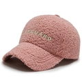 Berretto da baseball in pile rosa con ricamo LIFEGUARD per donne stile invernale - Regolabile / Rosa