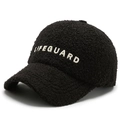 Berretto da baseball nero in pile con ricamo Lifeguard, cappello invernale donna - Regolabile / Nero